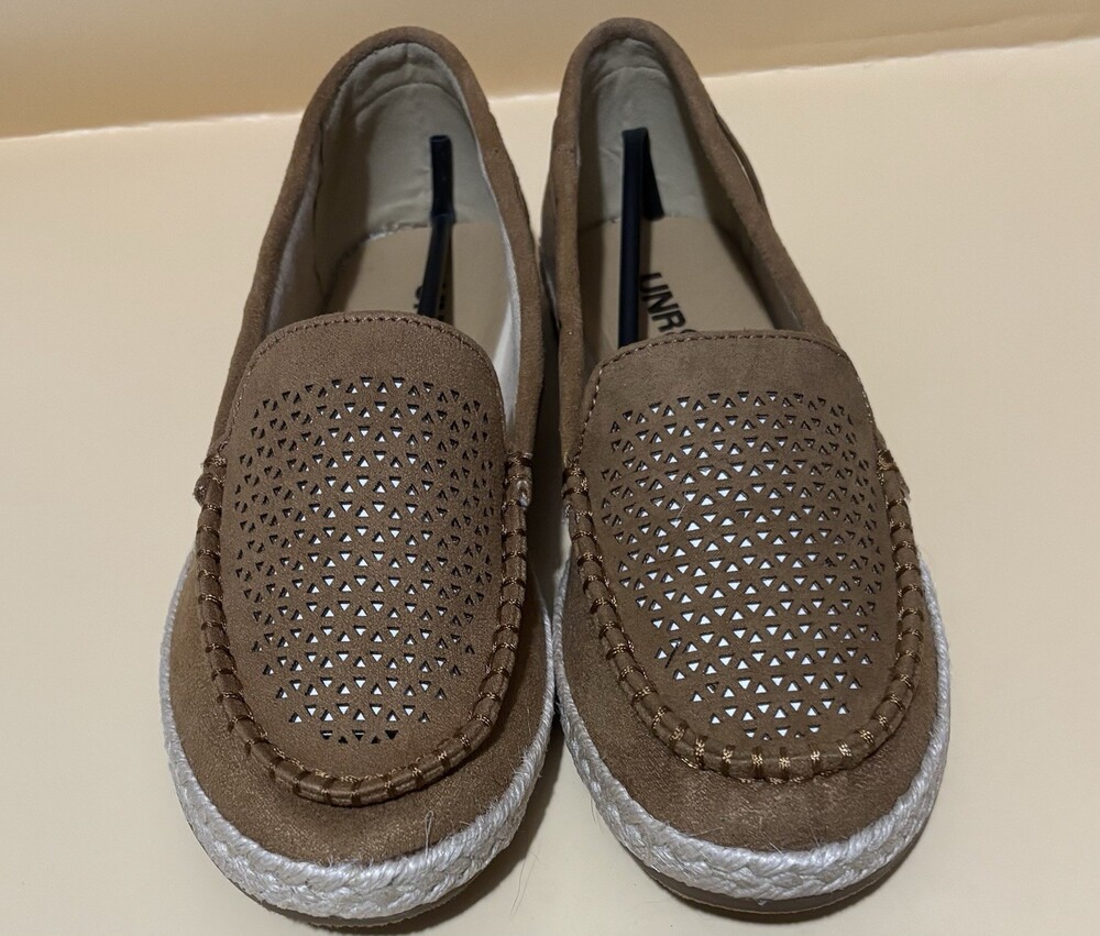 UNR8ED Women's Brown Faux Suede Perforated Slip-On Loafer Flats Round Toe 8
